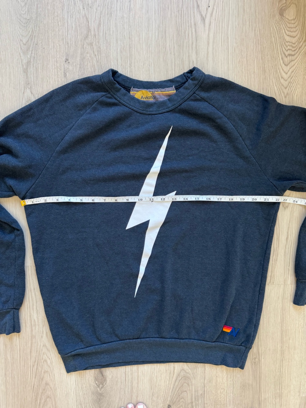 Aviator Nation Black Crewneck with White Lightning Bolt - Picture 8 of 10